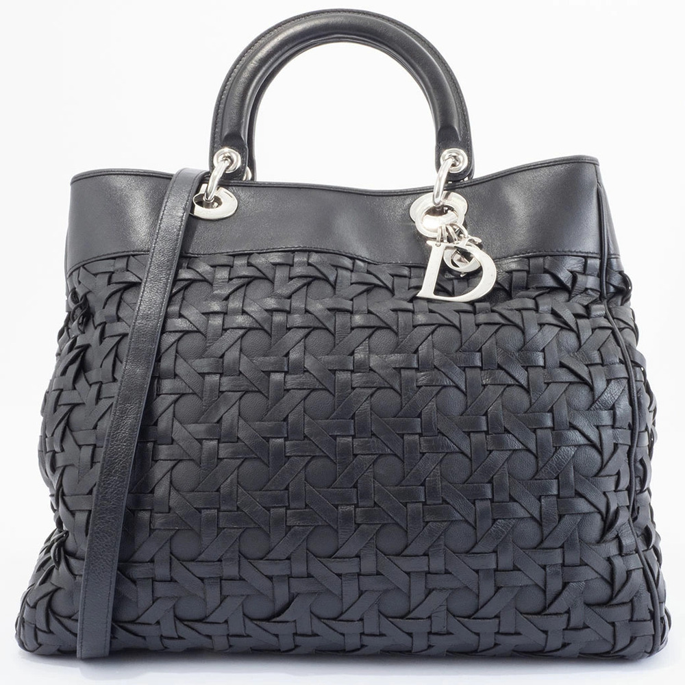 Christian Dior Diorissimo bag leather black woven